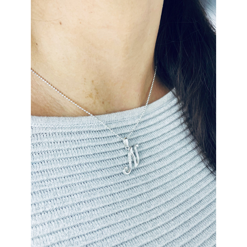 925 Silber Anhänger Buchstabe N Kettenanhänger mit Zirkonia