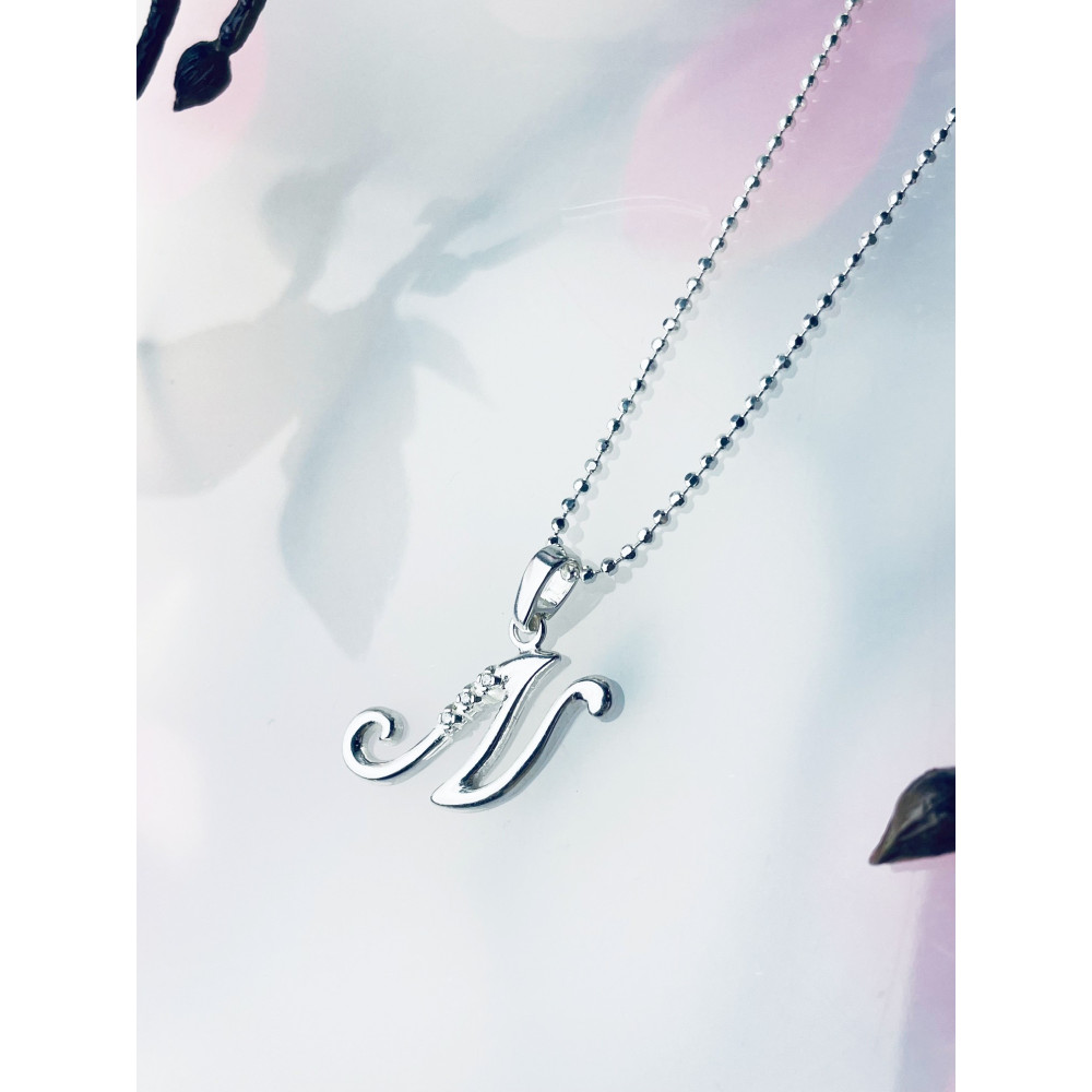 925 Silber Anhänger Buchstabe N Kettenanhänger mit Zirkonia