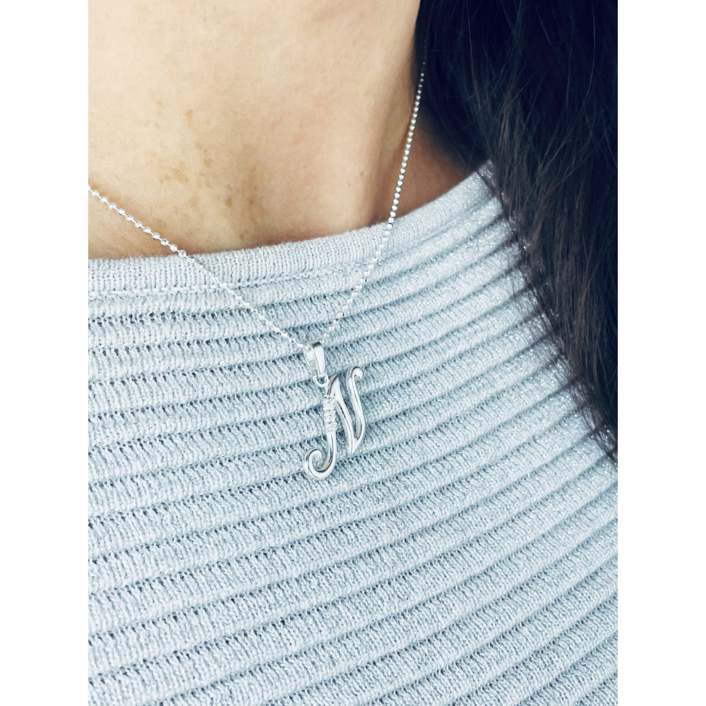 925 Silber Anhänger Buchstabe N Kettenanhänger mit Zirkonia