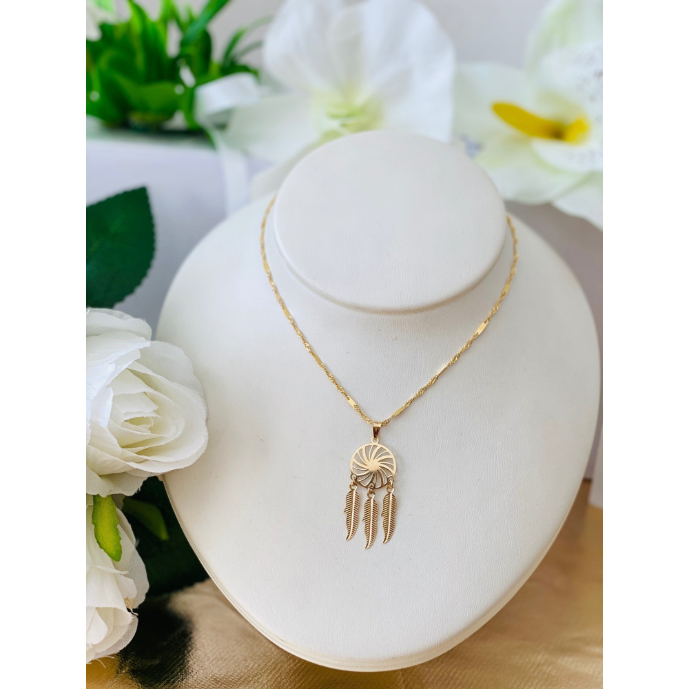 Złoty wisiorek zawieszka łapacz snów