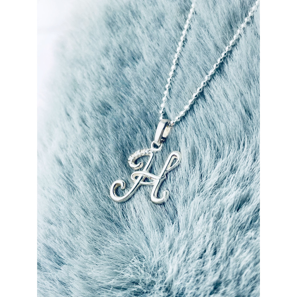 925 Silber Anhänger Buchstabe H Kettenanhänger mit Zirkonia
