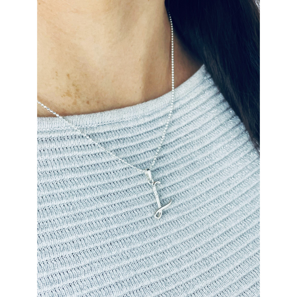 925 Silber Anhänger Buchstabe L Kettenanhänger mit Zirkonia