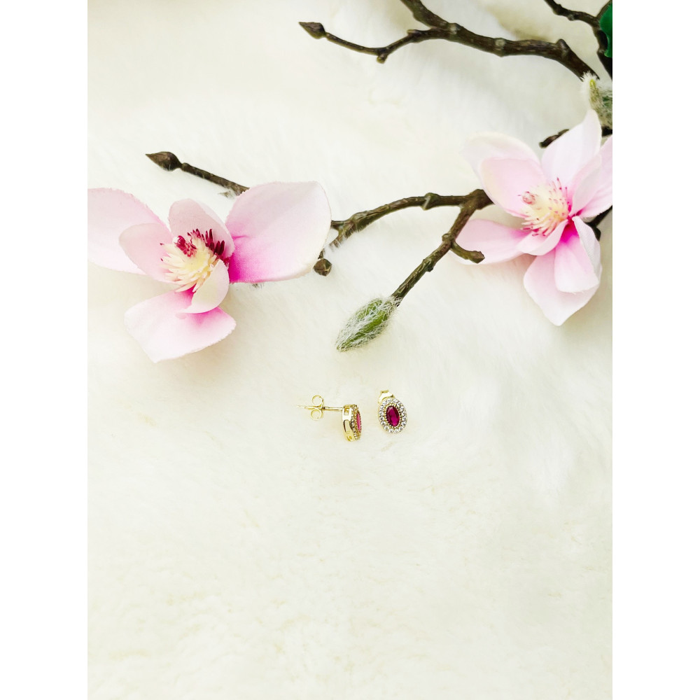 Gold Ohrringe Mit Zirkonia Ohrhänger Ohrstecker Ohrschmuck Paar 14KT Gelbgold