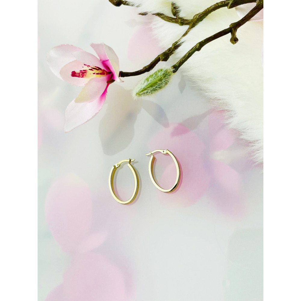 Złote kolczyki koła owalne szerokie frezowane