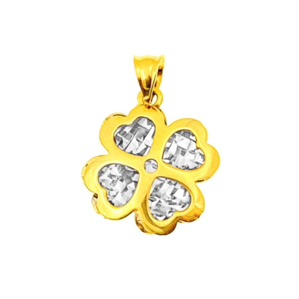 Złoty wisiorek zawieszka czterolistna koniczyna