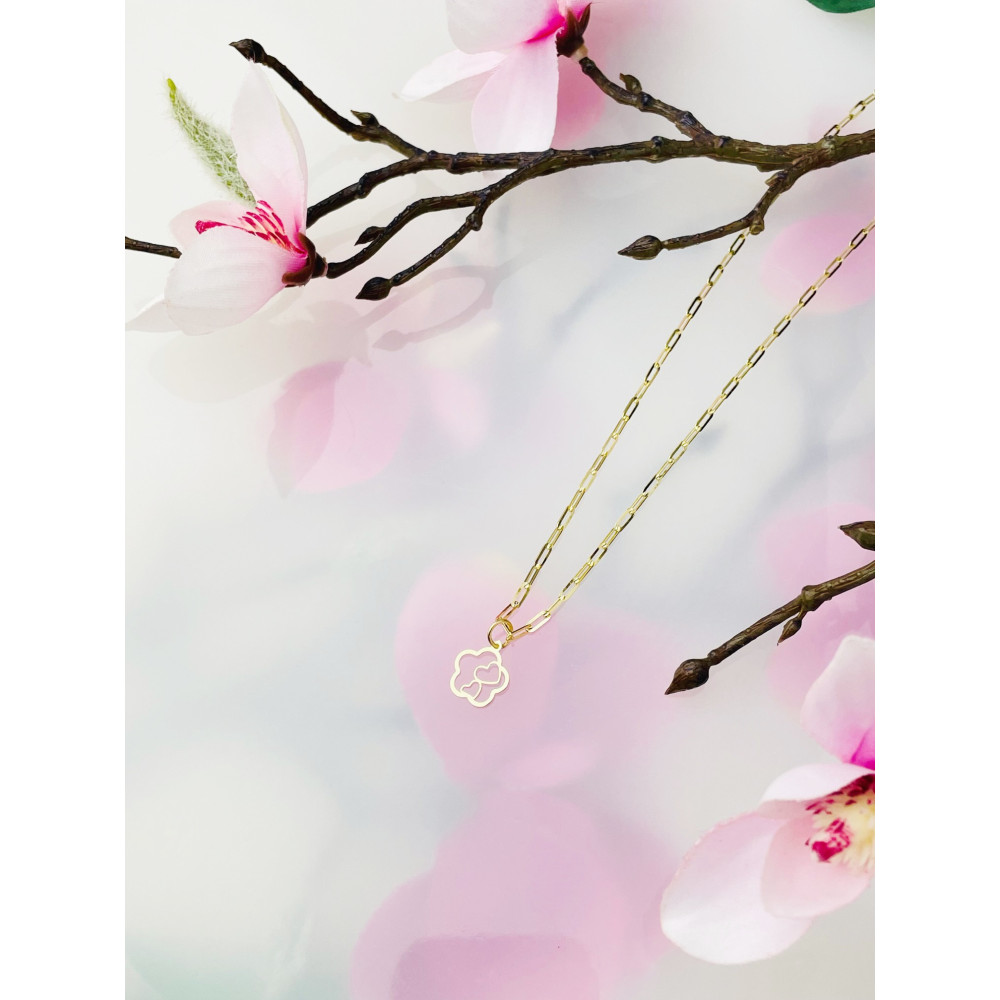 Złoty wisiorek zawieszka ażurowa serce koniczynka