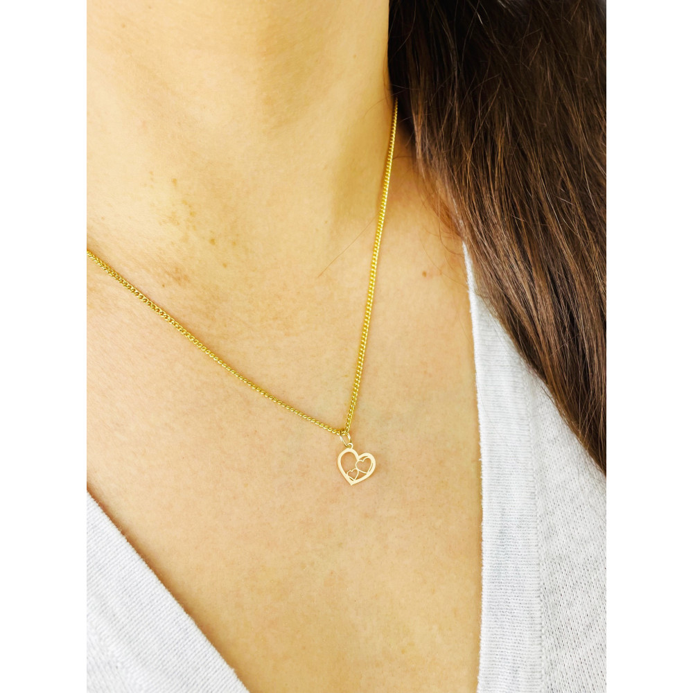 Złoty wisiorek zawieszka serce ażurowe