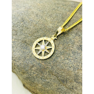 Złoty wisiorek zawieszka róża wiatrów bikolor