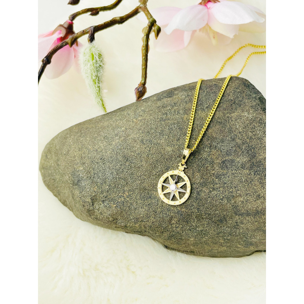 Anhänger Kettenanhänger Windrose  Gelbgold Goldanhänger 585er 14KT