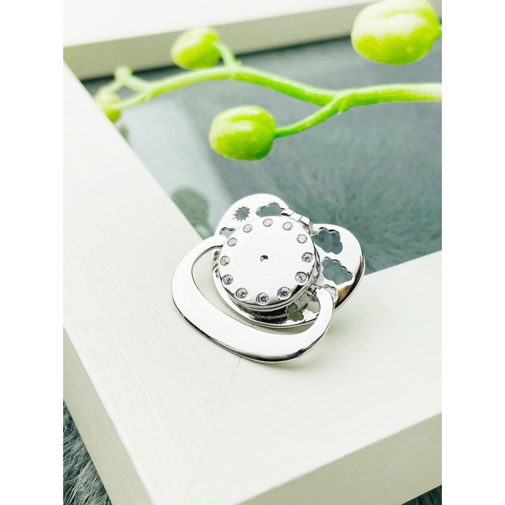 Silber baby schnuller mit Zirkonia