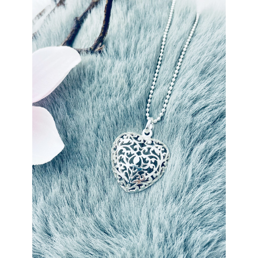 Silber Damen Medaillon Anhänger Herz