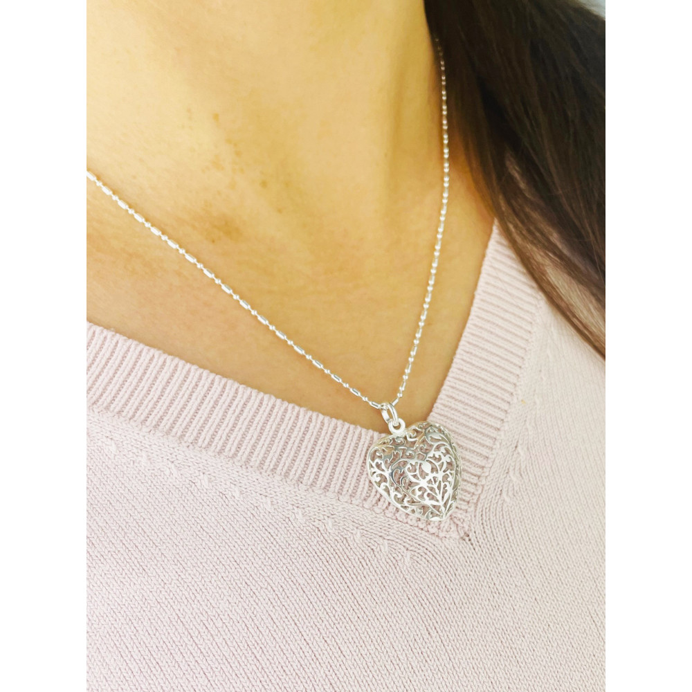 Silber Damen Medaillon Anhänger Herz