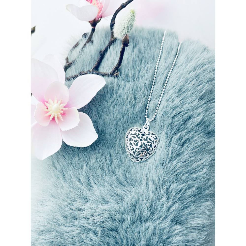 Silber Damen Medaillon Anhänger Herz