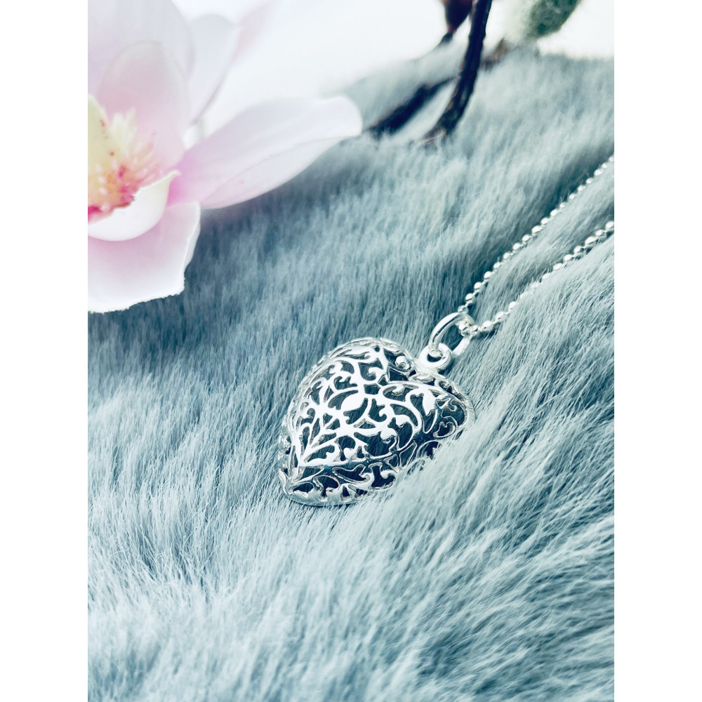 Silber Damen Medaillon Anhänger Herz