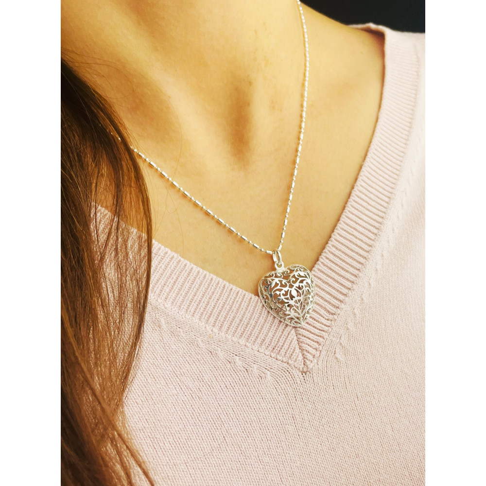 Silber Damen Medaillon Anhänger Herz