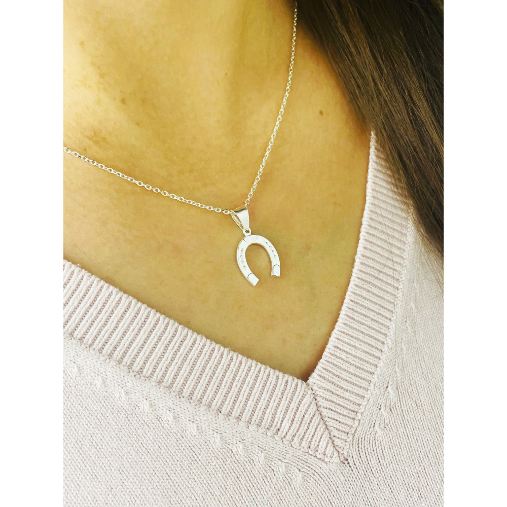 Silber Damen Medaillon Anhänger Hufeisen