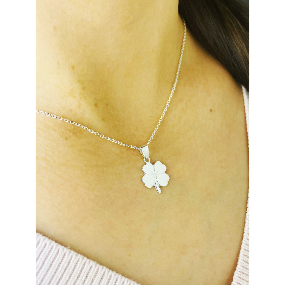 Silber Damen Medaillon Anhänger vierblättriges Kleeblatt