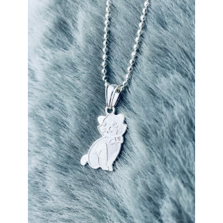 Silber Damen Medaillon Anhänger Katze