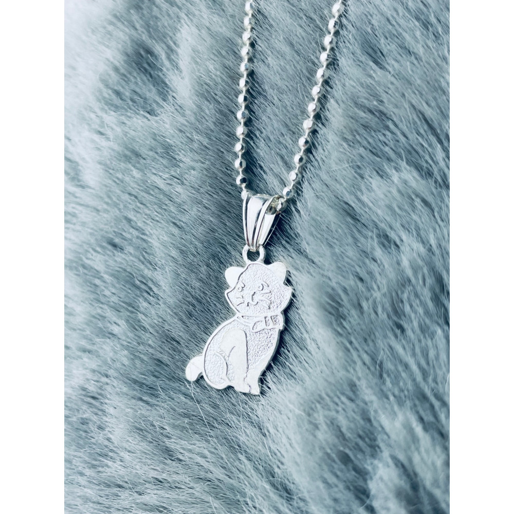 Silber Damen Medaillon Anhänger Katze