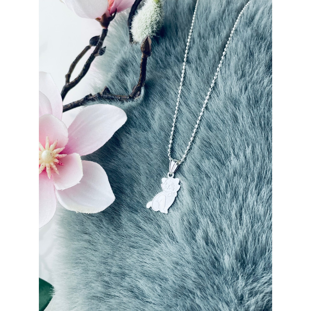 Srebrny wisiorek zawieszka kot