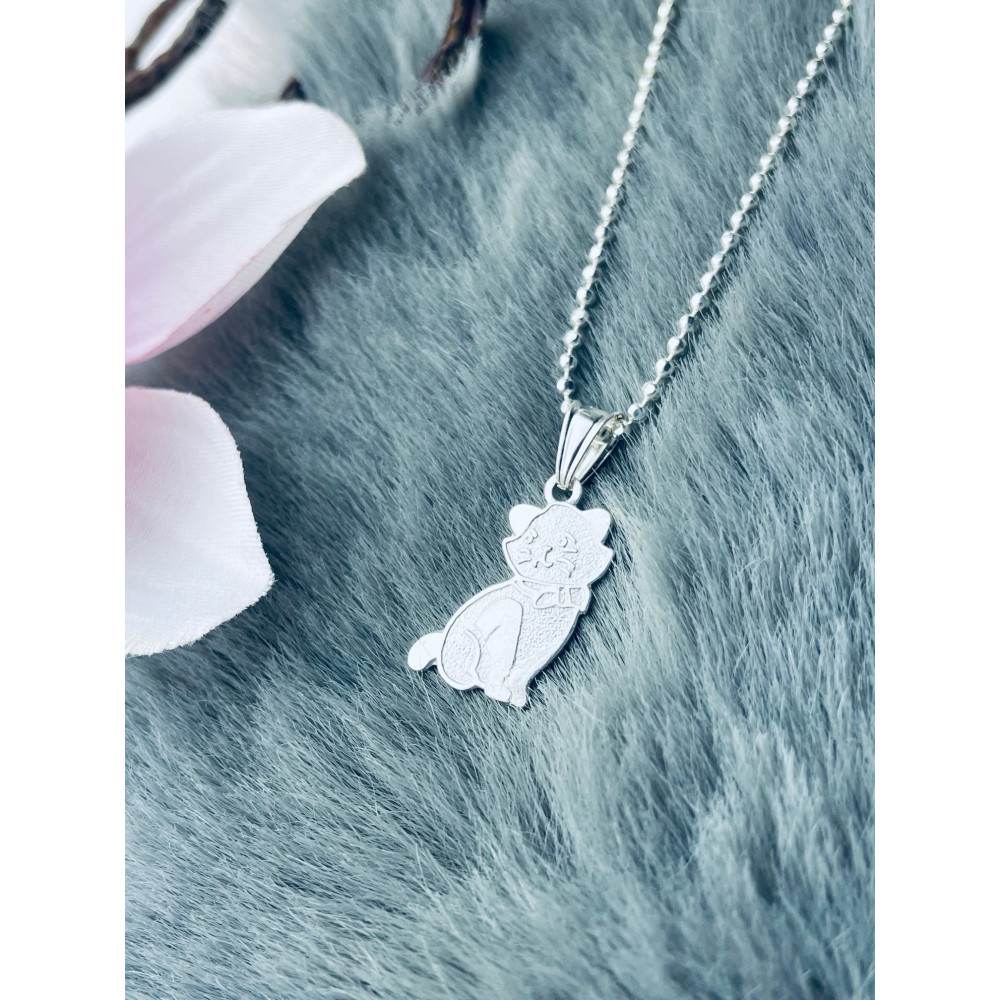 Silber Damen Medaillon Anhänger Katze