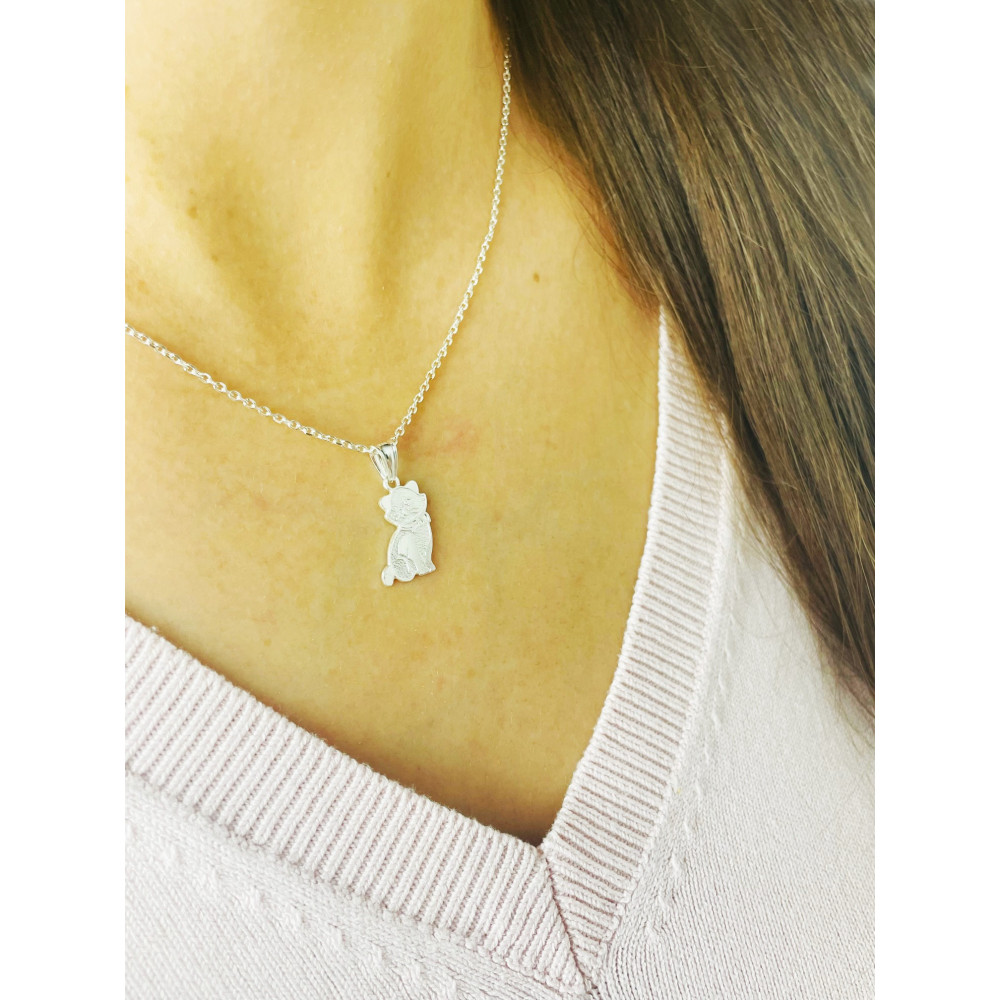 Silber Damen Medaillon Anhänger Katze