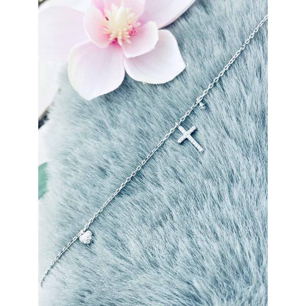 Kreuzen Armband 925 Silber mit Zirkonen Damen Kinder