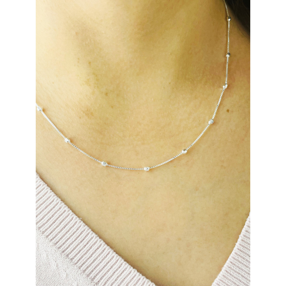 925 Silber Halskette Collier Kugelkette