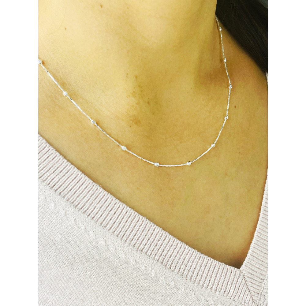 925 Silber Halskette Collier Kugelkette