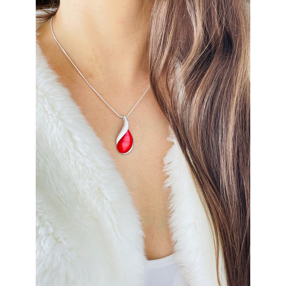 Srebrny wisiorek zawieszka kropla koral