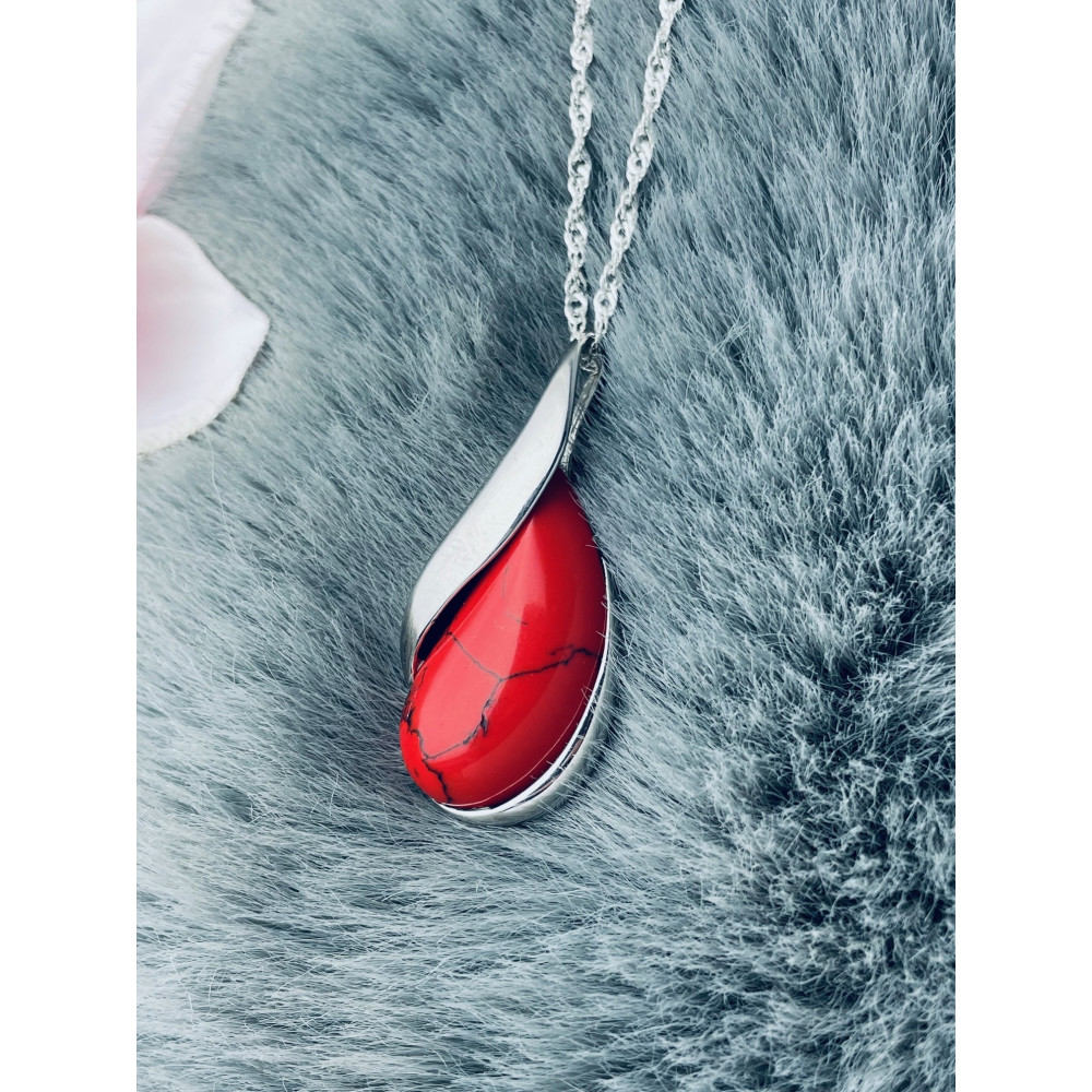 925 Silber Damen Medaillon Anhänger Korallenstein