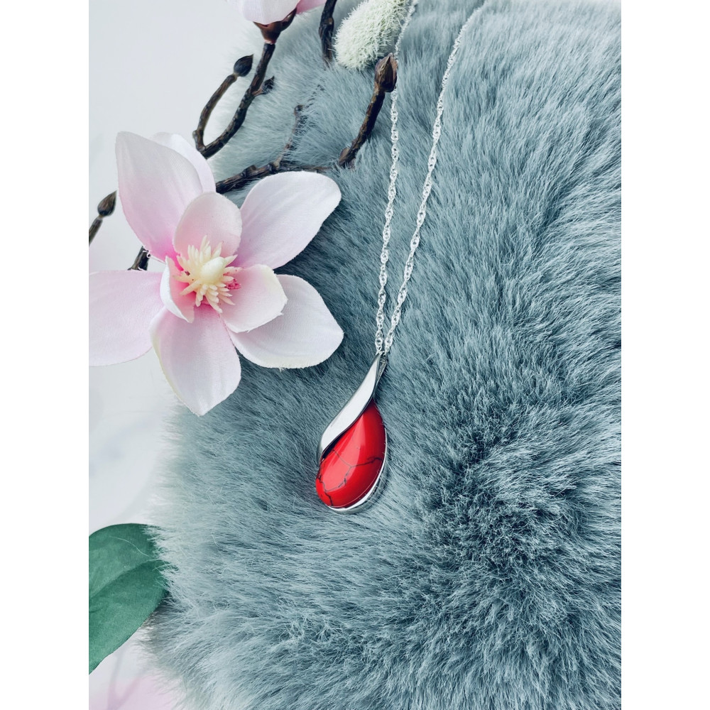 Srebrny wisiorek zawieszka kropla koral