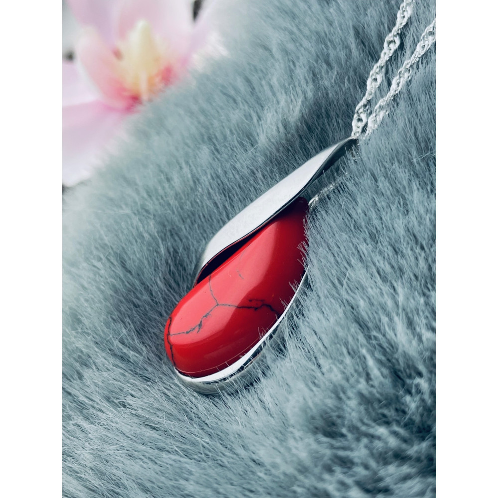 925 Silber Damen Medaillon Anhänger Korallenstein