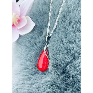 925 Silber Damen Medaillon Anhänger Korallenstein