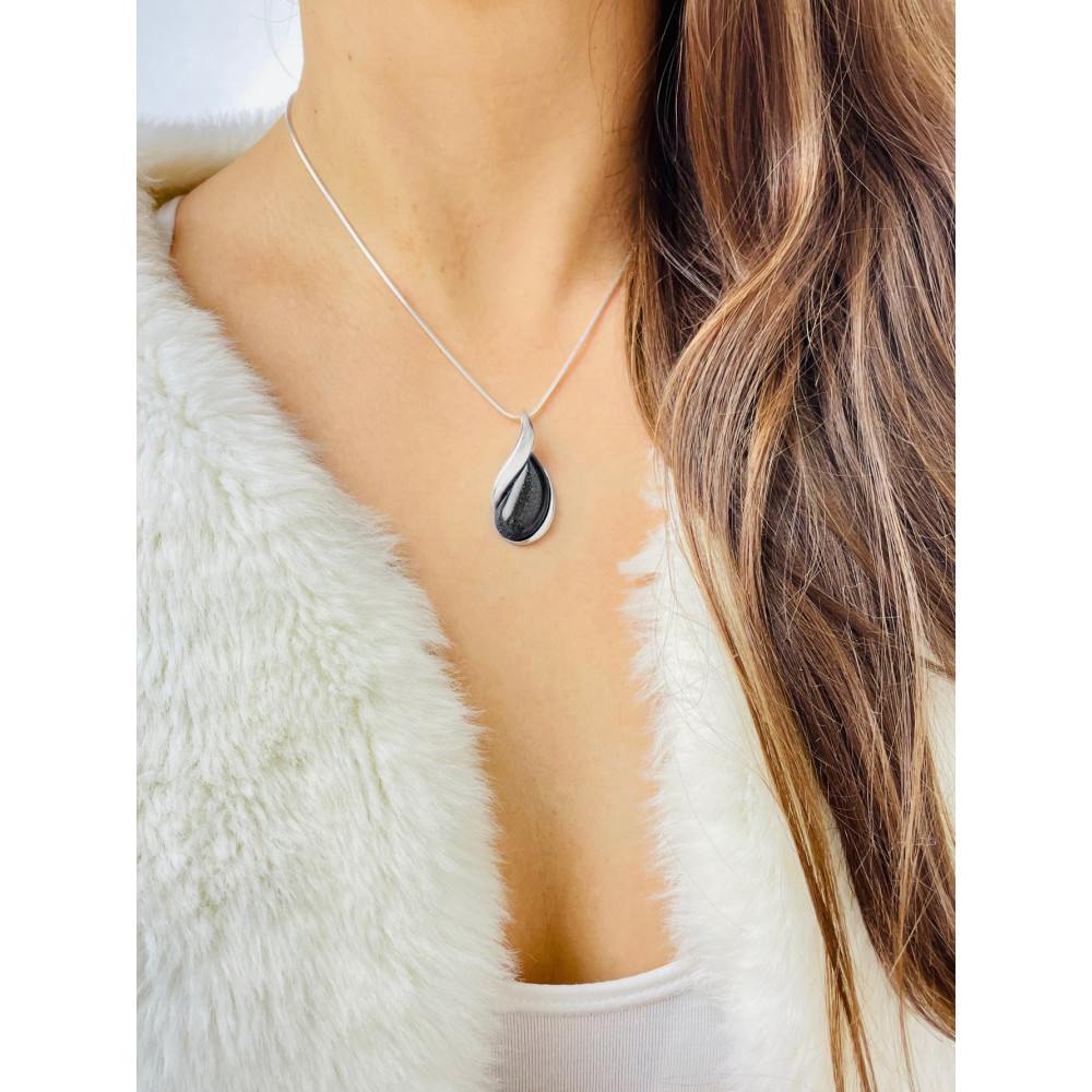 925 Silber Damen Medaillon Anhänger Tropfen