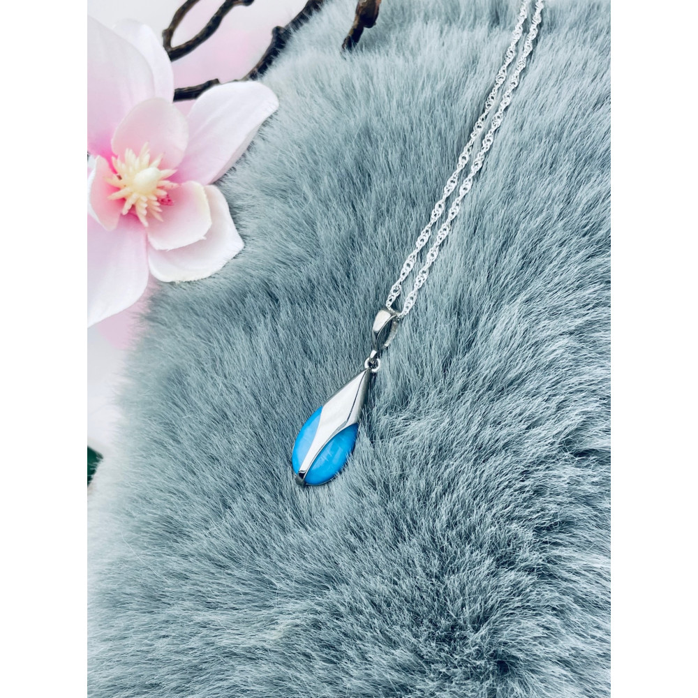 925 Silber Damen Medaillon Anhänger Opalstein