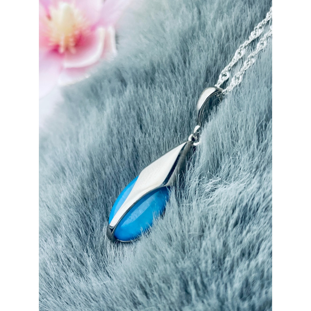 925 Silber Damen Medaillon Anhänger Opalstein