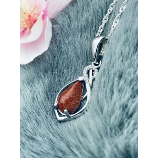 925 Silber Damen Medaillon Anhänger Wüstenstreifen mit Zirkonia