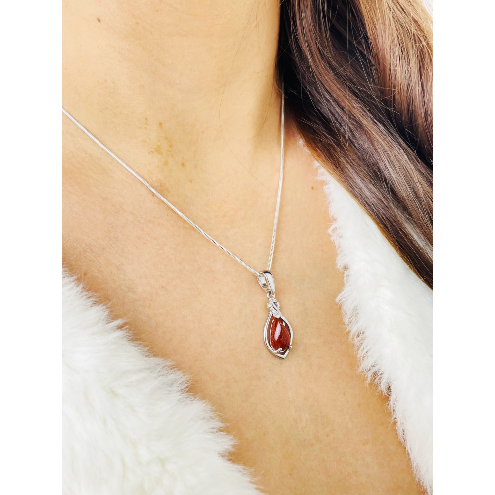 925 Silber Damen Medaillon Anhänger Wüstenstreifen mit Zirkonia