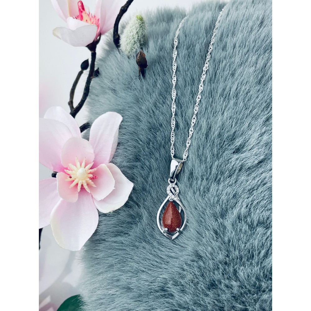 925 Silber Damen Medaillon Anhänger Wüstenstreifen mit Zirkonia