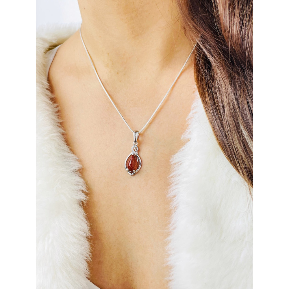 925 Silber Damen Medaillon Anhänger Wüstenstreifen mit Zirkonia