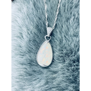 925 Silber Damen Medaillon Anhänger Opalstein