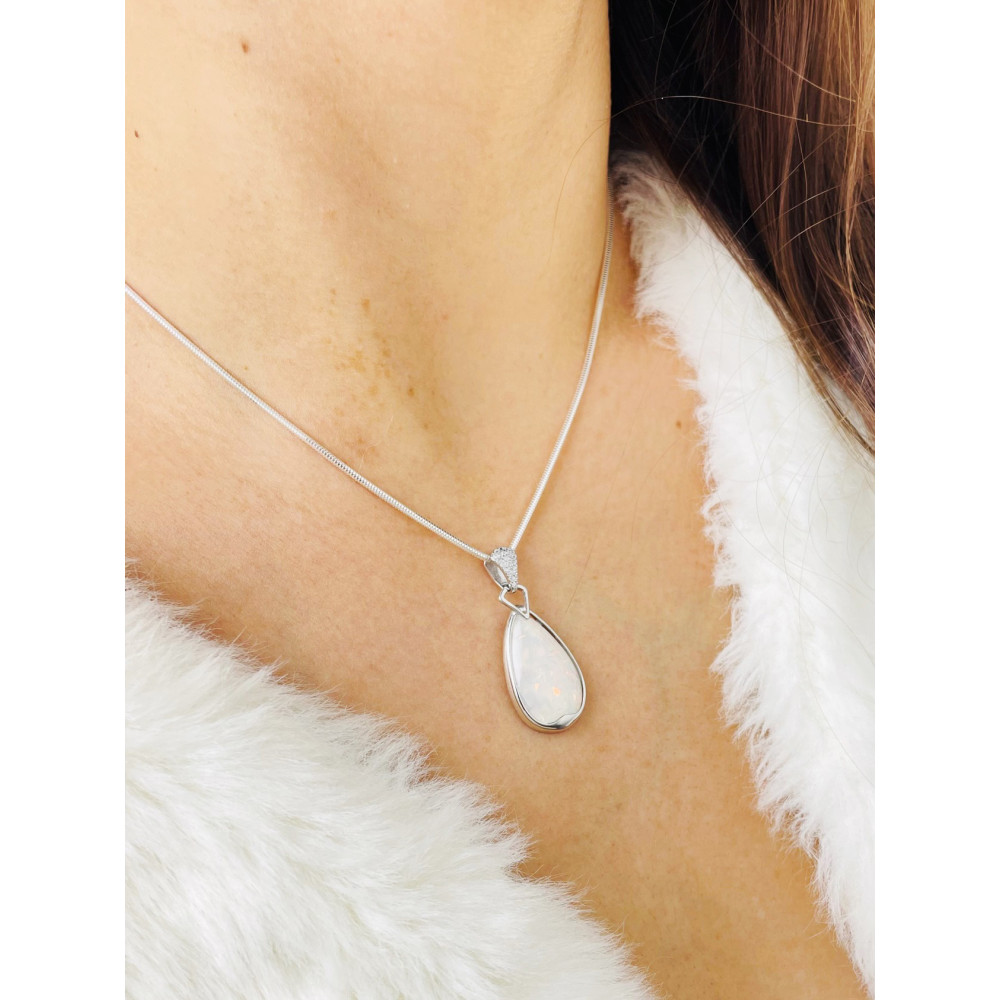 925 Silber Damen Medaillon Anhänger Opalstein