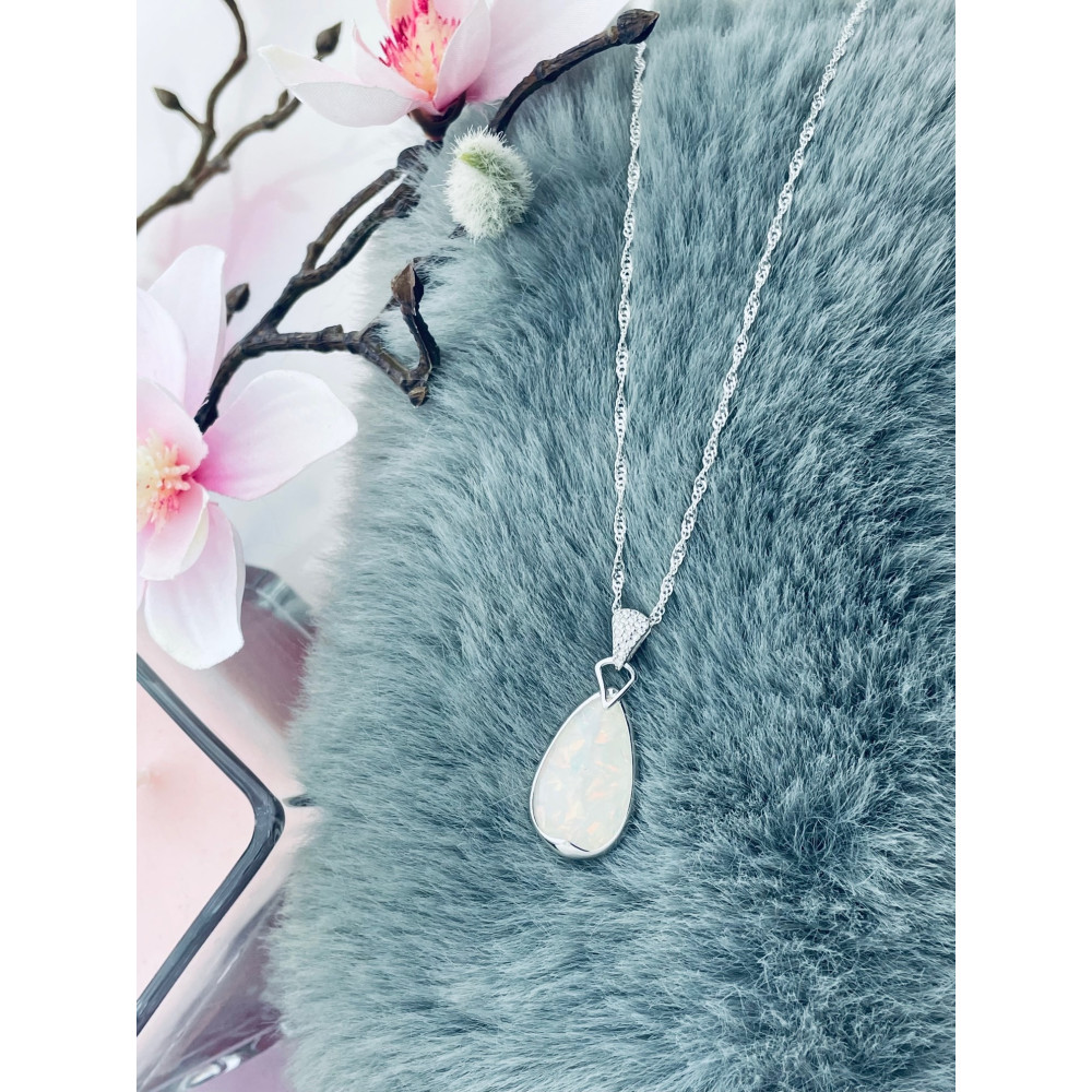 925 Silber Damen Medaillon Anhänger Opalstein