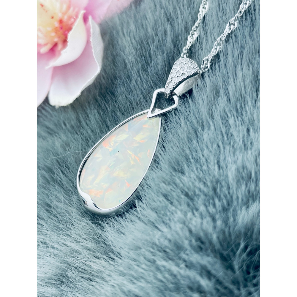 925 Silber Damen Medaillon Anhänger Opalstein