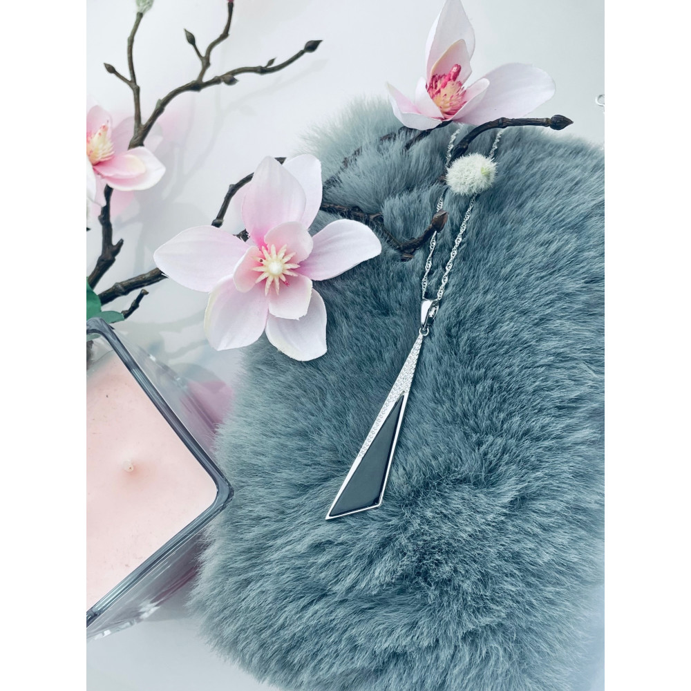 925 Silber Damen Medaillon Anhänger Onyx mit Zirkonia