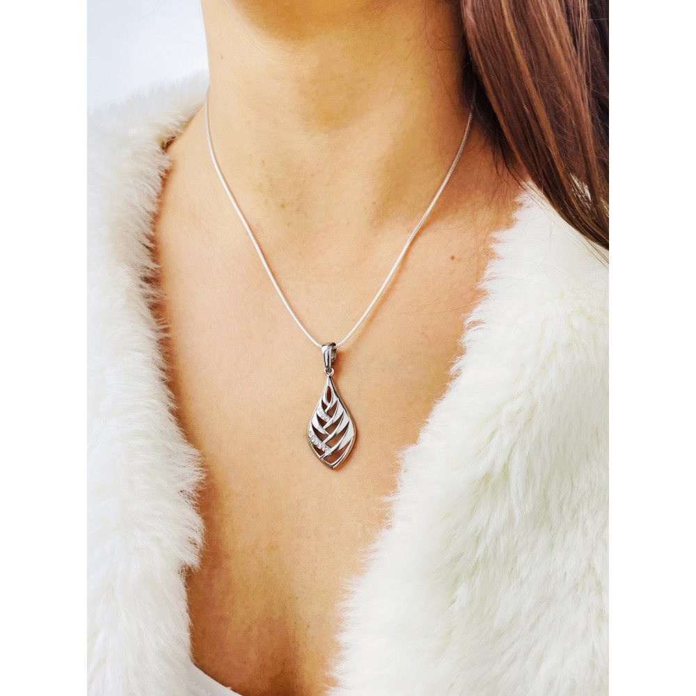 925 Silber Damen Medaillon Anhänger mit Zirkonia