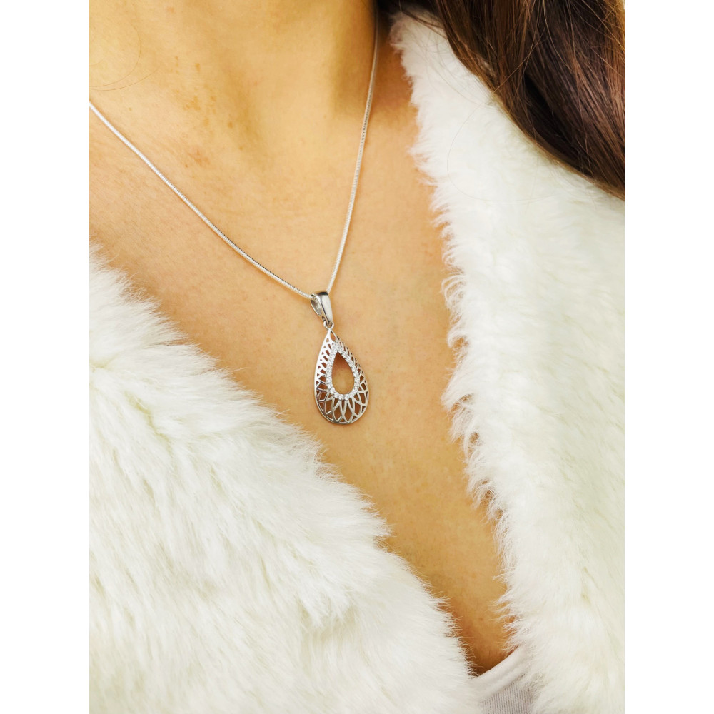 925 Silber Damen Medaillon Anhänger mit Zirkonia