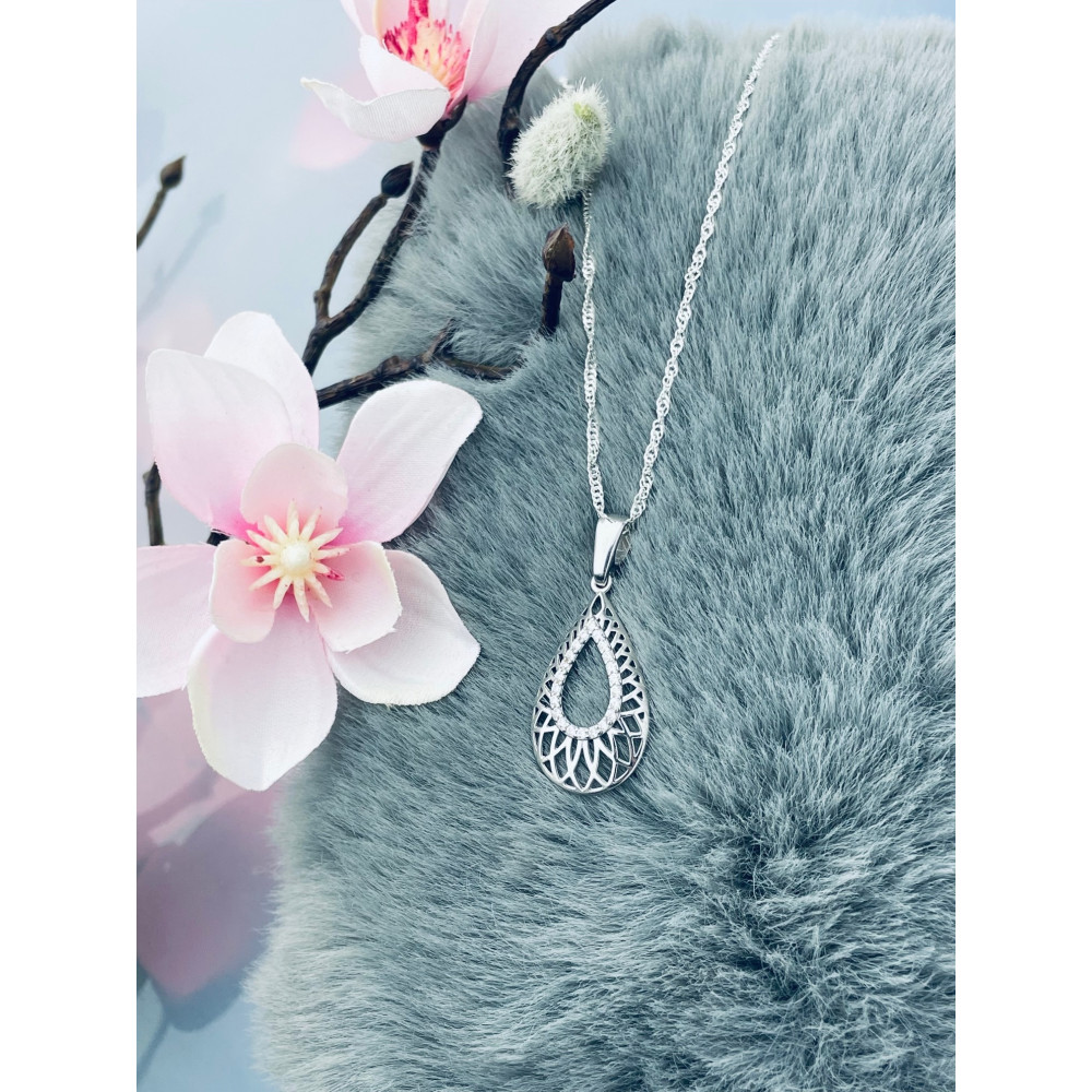 925 Silber Damen Medaillon Anhänger mit Zirkonia