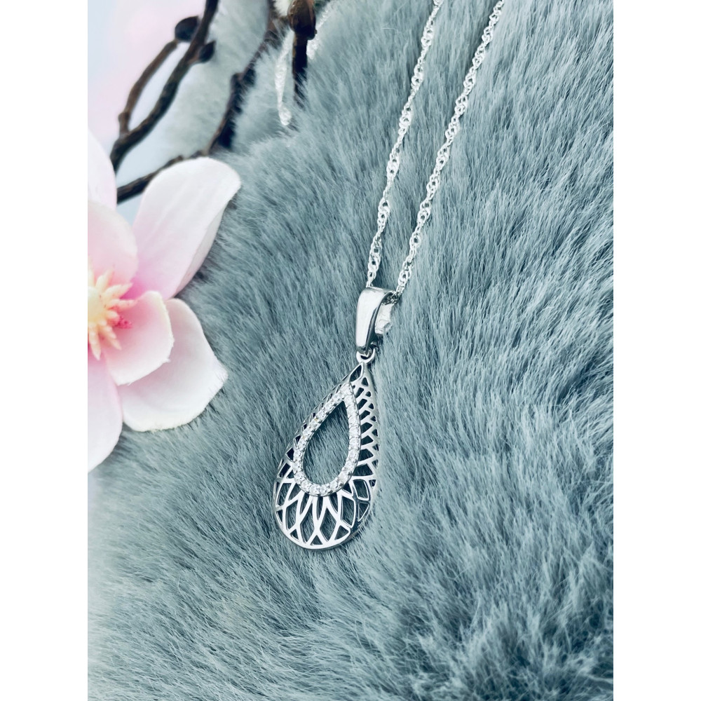 925 Silber Damen Medaillon Anhänger mit Zirkonia